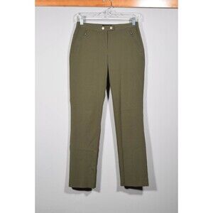 2000s The Limited Stretch Zipper Olive Green Straight Leg Dress Pants Sz 0
